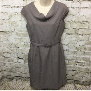 🌻 Theme Belted Cowl Neck Sheath Dress